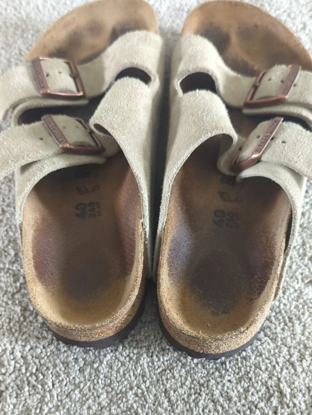 Birkenstock Men's Suede Two-Strap Sandals in Taupe